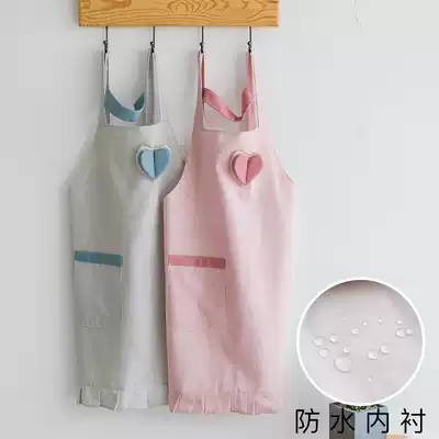 Apron cute female summer overalls cooking home waist kitchen waterproof and oil proof 2021 New Net red same model