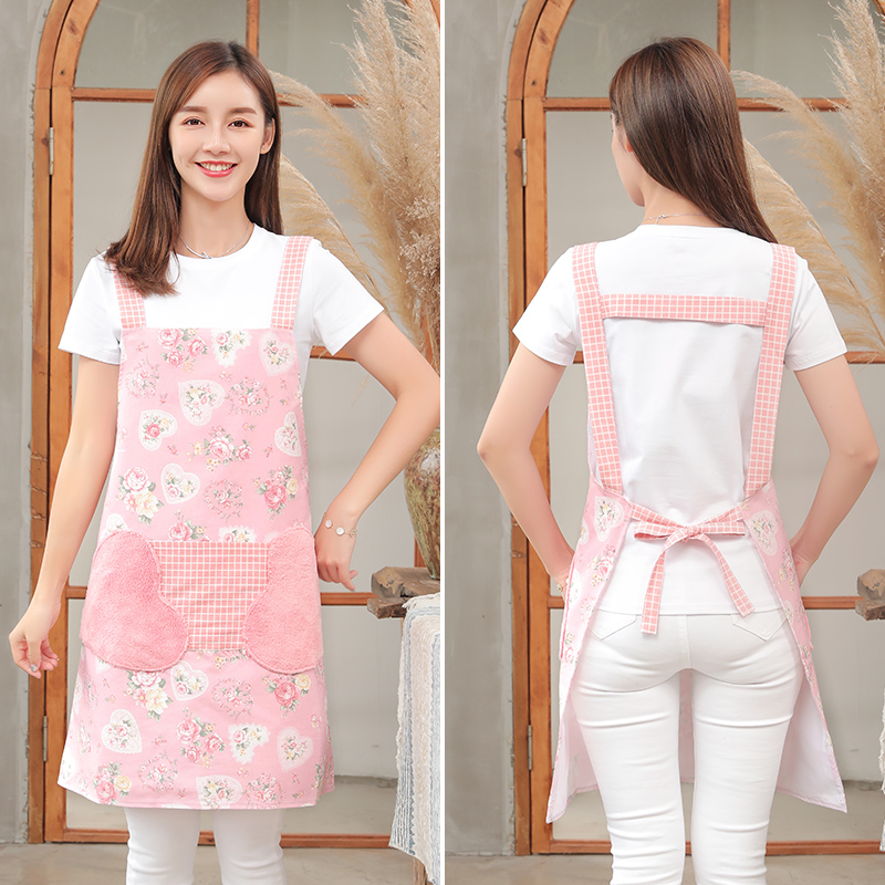 Apron Home Kitchen Waterproof oil-proof Cute Breathable Woman Cooking workwear 2021 new waistline Summer thin section