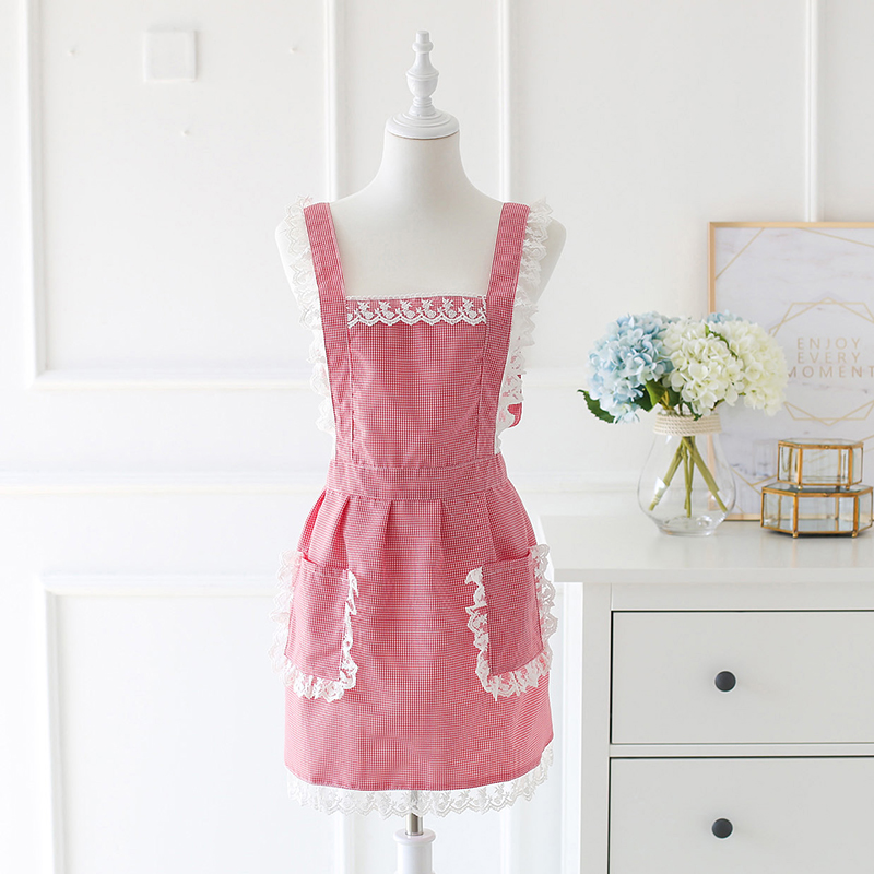 Apron cute summer Net red waterproof and oil-proof maid home kitchen fashion female princess work Japanese skirt style