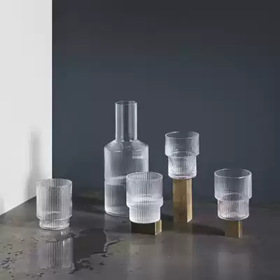 Danish imported ferm livingripple glass vertical striped water bottle champagne glass Nordic design