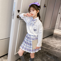 Girls jk uniform suit Autumn Japanese sailor suit Student college style little girl shirt pleated skirt two-piece set