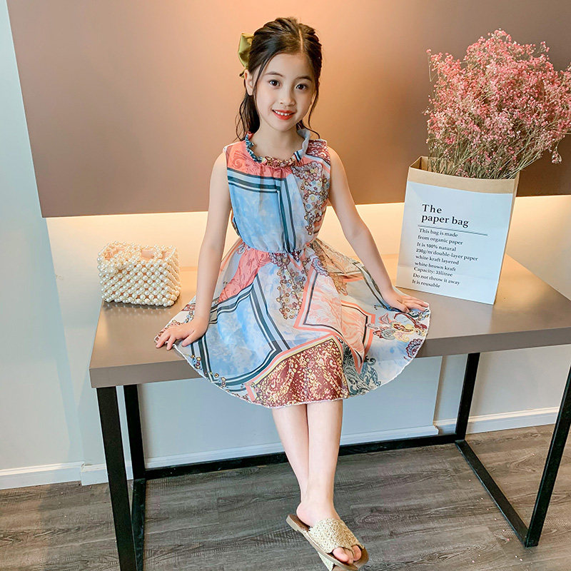 Girls dress summer dress 2021 new big child fairy wind net red summer princess dress children skirt