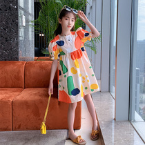 Girls summer dress Children princess dress net red 2021 new Korean version of the big childrens clothing little girl long dress