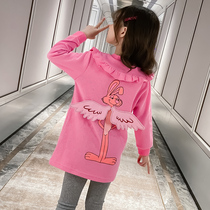 Girls  suit spring 2021 new childrens foreign style fashion spring and autumn net red cartoon animation Korean version of the two-piece set