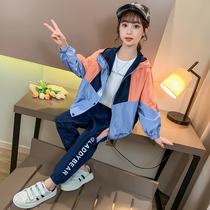 Girls  autumn suit 2021 new Korean version of the net red Yangqi spring and autumn childrens sports childrens clothing autumn womens two-piece set