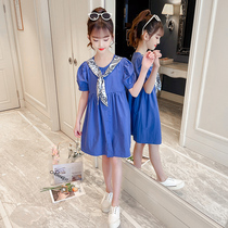 Girls short-sleeved princess dress 2021 summer new little girl summer skirt Western style super fairy childrens dress tide