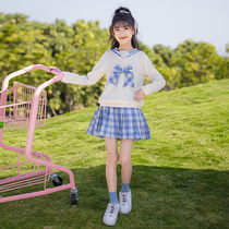 Girls jk uniform set Spring and autumn Japanese sailor suit Student girl college style shirt pleated skirt two-piece set
