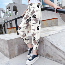 Girls  anti-mosquito pants 2021 summer new summer ice silk thin pants medium and large childrens casual sports pants pants