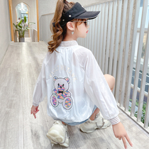 Girls  sunscreen clothes thin summer 2021 new foreign style childrens air conditioning shirt jacket large children breathable sunscreen clothes