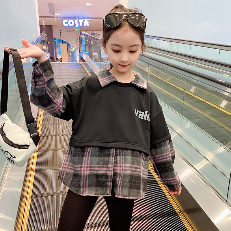 Girls ' long-sleeved shirt spring 2021 new net red children's shirt spring and autumn western hip-hop style sub-top