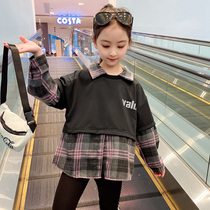 Girls  long-sleeved shirt spring 2021 new net red childrens shirt spring and autumn western hip-hop style sub-top