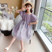 Girls  dresses Summer childrens princess skirts Foreign style net red 2021 new Korean version of the big childrens clothing girls summer