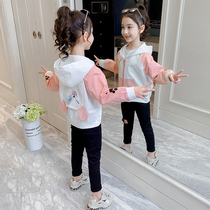 Girls coat spring and autumn 2021 new big childrens autumn jacket foreign style girls autumn childrens cartoon top