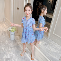 Girls dress summer 2021 new Korean version of the childrens middle and large childrens foreign princess dress girls chiffon skirt