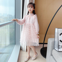 Girls summer clothes 2021 new foreign style little fairy dress puffy yarn cake dress 7-year-old girl princess dress tide