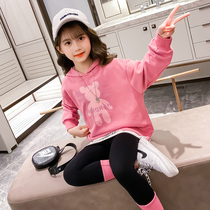 Net red childrens clothing Girls  suit autumn 2021 new childrens sports foreign style big childrens Korean version of the tide spring and autumn two-piece set
