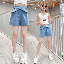 Girls denim shorts outside wear wild 2021 new summer thin section baby childrens summer childrens clothing medium and large childrens pants