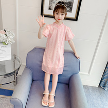 Girls cheongsam summer dress 2021 new childrens princess dress childrens clothing net red skirt summer little girl summer