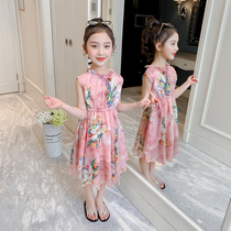 Girls dresses summer 2021 new childrens summer foreign style princess dress little girl retro puffy yarn skirt
