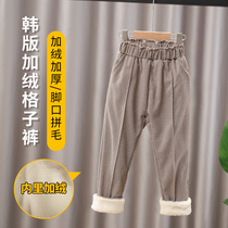 Girls  flannel thickened pants One-piece flannel trousers worn outside childrens autumn and winter foreign style in large childrens small feet cotton pants tide