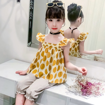Girls summer suit 2021 new Korean version of the net red childrens foreign style big childrens summer girl sleeveless two-piece set