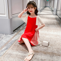 Girls summer dresses 2021 new little girl long dress super fairy princess dress summer foreign style little fairy skirt