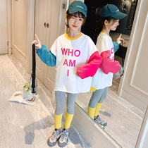 Girls spring 2021 new suit Western style spring and autumn net red Korean version casual fashion little girl trend two-piece set