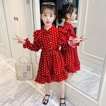 Girls autumn dress 2021 new childrens clothing little girl long-sleeved princess dress net red spring and autumn Western style skirt