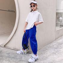 Girls  summer suit 2021 new Korean version of the foreign style net red childrens fashionable summer middle and large childrens hip hop two-piece set