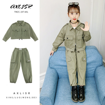 Girls  spring suit 2021 new childrens net red sports big childrens clothing spring and autumn tooling spring and autumn fashion trend