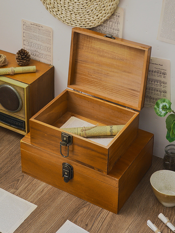 Japanese-Style Retro Lockable Desktop Storage Box Solid Wood Document Miscellaneous Storage Wooden Box Wooden Storage Jewelry Box Japanese-Style Retro Lockable Desktop Storage Box Solid Wood Document Miscellaneous Storage Wooden Box Wooden Storage Jewelry Box