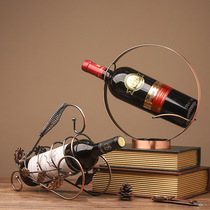 Nordic creative round wrought iron wine rack home living room counter wine storage iron wine display wine rack