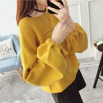 Slightly fat plus-size women's clothing 2022 autumn new style foreign style age-reducing solid-color sweater fat sister slimming belly cover top