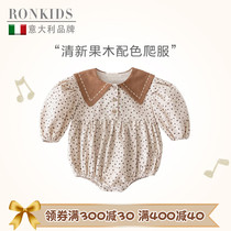 ronkidds baby bag fart clothes spring autumn pure cotton conjoined clothes newborn female baby triangular khau spring dress