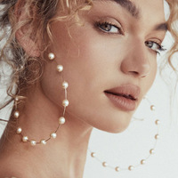 Retro Posamian style European and American popular pearl large round ear circle trend fashion exaggerated personalized temperament earrings female