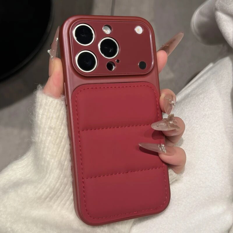 Autumn and Winter New Model, Instantly Transforms into 17, Suitable for Apple 17 Pro Max Phone Case, Ins-Style High-End down Jacket Design, iPhone 16 Pro Max Leather Texture, 15 Pro Fashionable Light Luxury, 14 Anti-Drop, 13 Protective Case
