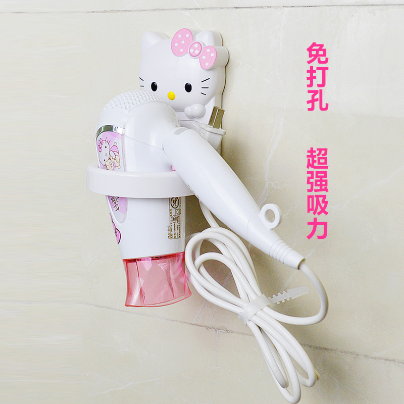 Cartoon Hello Cute Makeup Room Hanging Hair Dryer Rack Free of perforated wall-mounted Home Electric Blow Rack Shelve
