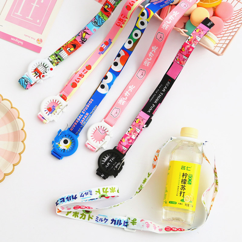 Cartoon cute girl mineral water drink bottle portable strap water bottle buckle lanyard Sesame Street children's diagonal back rope