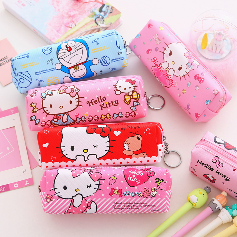 Creative Cartoon Network Red Pen Bag Female Large Capacity Brief Children Elementary School Children's Cute Teenage Hearts Pencil Case Kindergarten