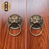 Retro classical solid wood door knocker antique door handle hand-style pure copper animal head lion head tiger head pull ring handle accessories
