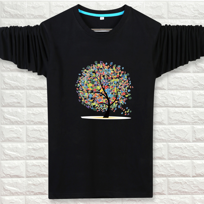Áo thun nam mới tay dài xu hướng thời trang Hàn Quốc size lớn cotton mùa xuân và mùa thu đáy quần áo trung niên thả lỏng áo cotton