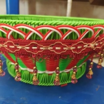 Purely hand-woven multifunctional kitchen and living room decorations fruit basket storage basket imitation rattan plastic steel belt exquisite picnic