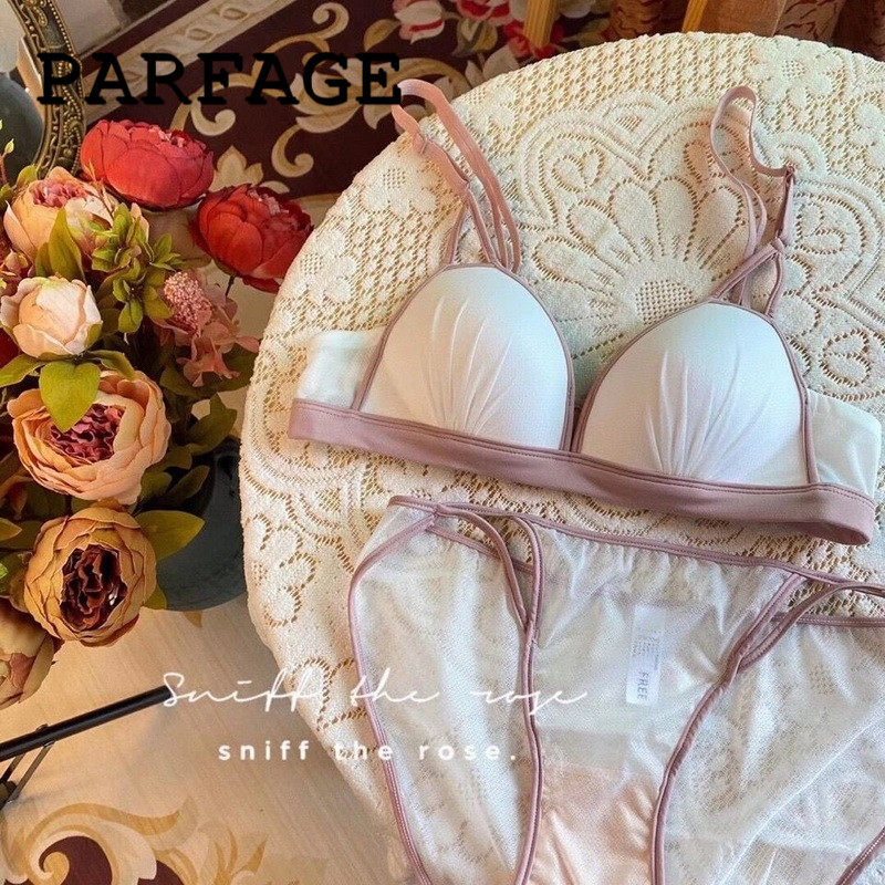 Japanese PARFAGE bra French triangle cup underwear women's small chest gather no steel ring bra thin breathable suit