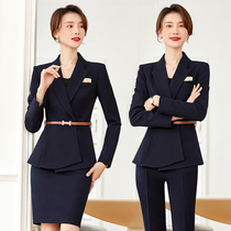 Professional suit fashion temperament sales department hotel front desk work clothes female waist suit teacher suit spring and autumn