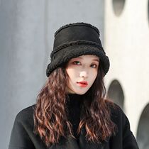 Japanese Rosex Tangk lamb cashmere bucket hat female warm Joker thick basin hat double-sided plush fisherman
