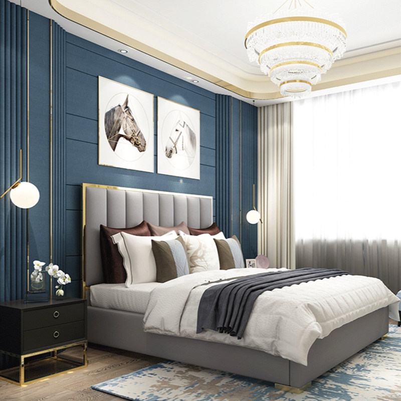 Hong Kong-style light luxury net red bed Nordic fabric bed master bedroom 1 8m model room soft pack post-modern storage bed