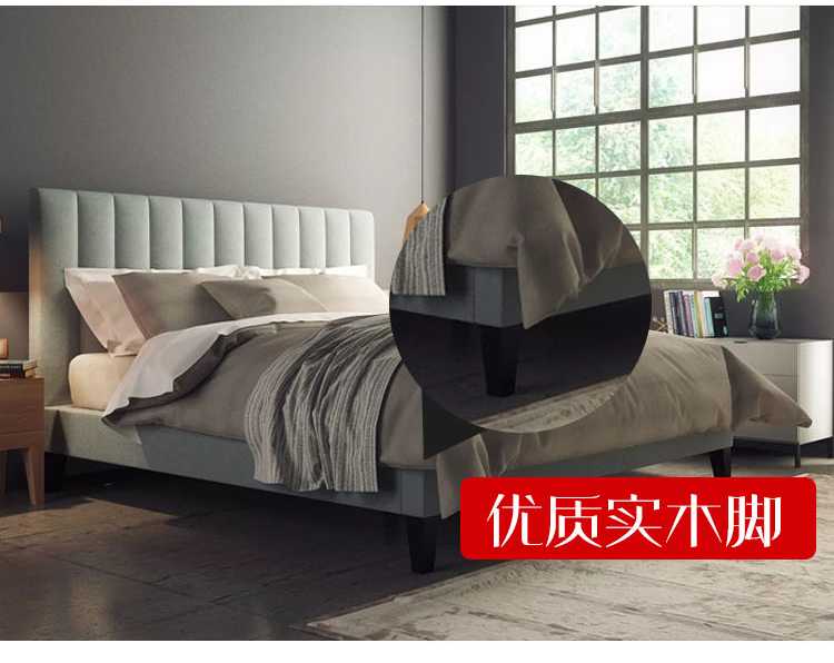 Hồng Kông-phong cách màn ngủ ánh sáng màu đỏ sang trọng giường Bắc Âu tối giản hiện đại cô gái công chúa cô gái giường vải giường 1,8 m hôn nhân - Giường giuong tang re dep