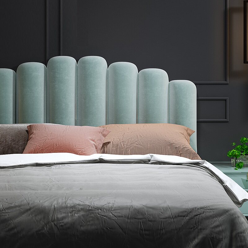 Nordic fabric bed Hong Kong-style light luxury fabric bed 15m bed 18m double wedding bed B&B model room velvet bed