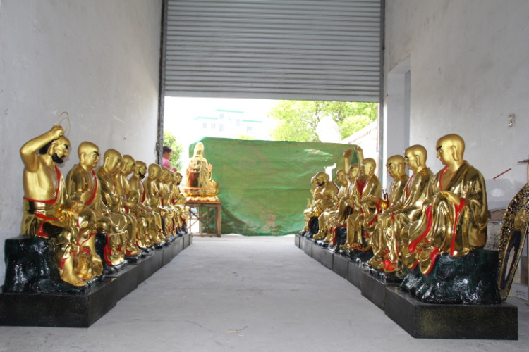Temple resin Buddha statue glass GRP with gold color painted 1 m 1 m Rohan sitting Rohan temple in Rohan-Taobao