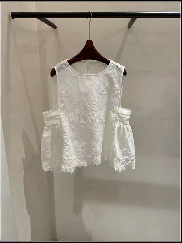 2026 Summer Korean Style Solid Color Sleeveless Versatile Hollow-Out Crochet Top Vest Mx6077